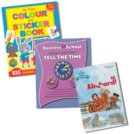 Parragon Pack of 3 Books for Your Little Ones | Story, Words & Learning and Colour & Sticker | For 5 to 7 Year Old