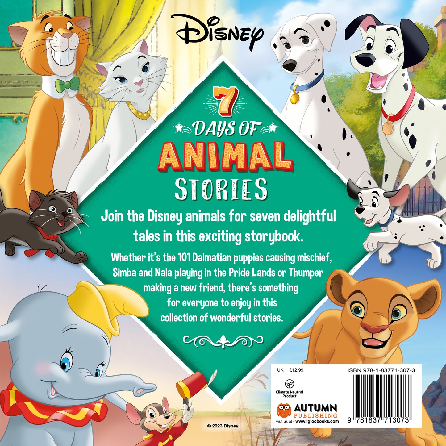 Disney 7 Days of Animal Stories - Collection of 7 Stories| Stories of Animals| The Lion King| The Aristocats| Disney Bunnies| 101 Dalmatians| Dumbo| The Jungle Book| Lady and the Tramp