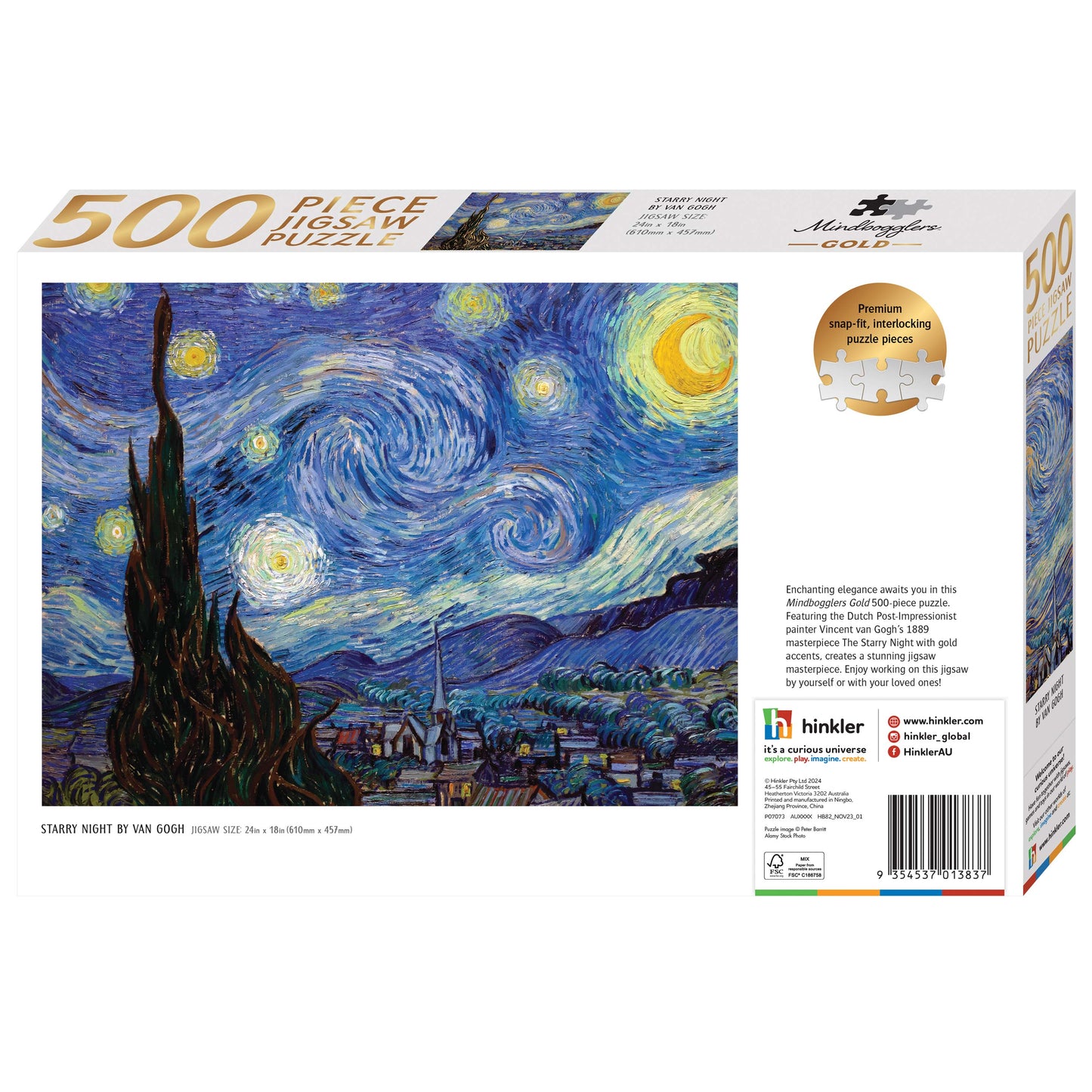 Mindbogglers Gold 500pc Starry Night by Van Gogh | Jigsaw Puzzles for Adults & Kids Above 8 Years | Creative & Challenging | Stress Relief Puzzle Games for Focus and Memory, Gifts for Teenagers