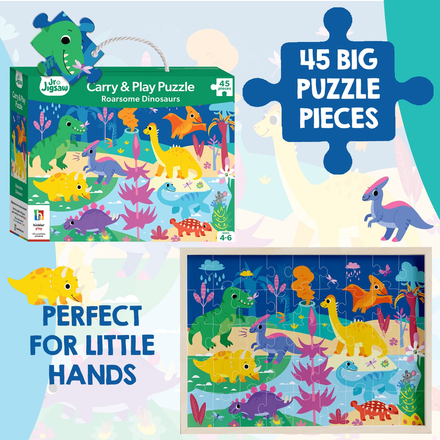 Junior Jigsaw Carry & Play Roarsome Dinosaurs | Jigsaw Puzzle | For 4 to 6 Year Kids