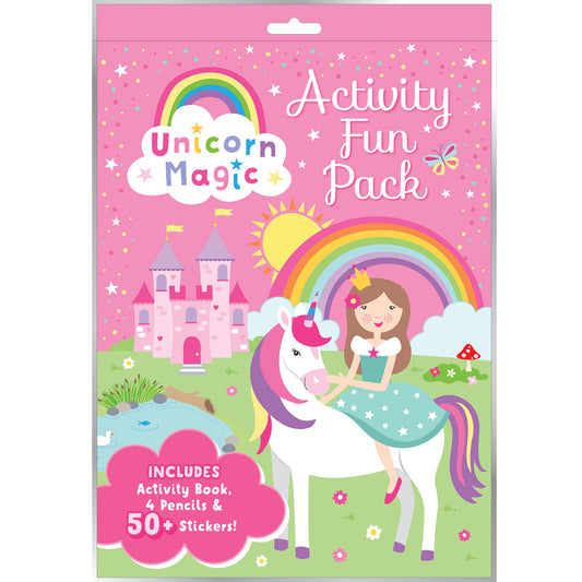 Unicorn Magic - Activity Fun Pack| Colouring, Stickers & Puzzles | Creative & Fun Activities for Kids| Resealable| Travel-friendly| Activity Book| Added Colour Pencils| 50+ Stickers| Perfect for Ages 3-5