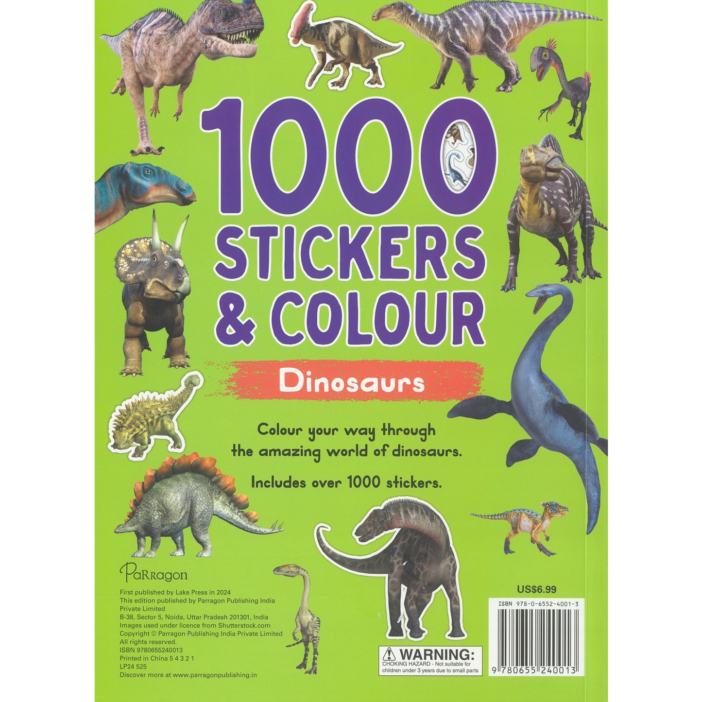 1000 Stickers & Colour: Dinosaurs | Fun Sticker & Coloring Book for Kids | Prehistoric Adventure with T-Rex, Triceratops & More | 64 Pages of Activities| For Age 4-6