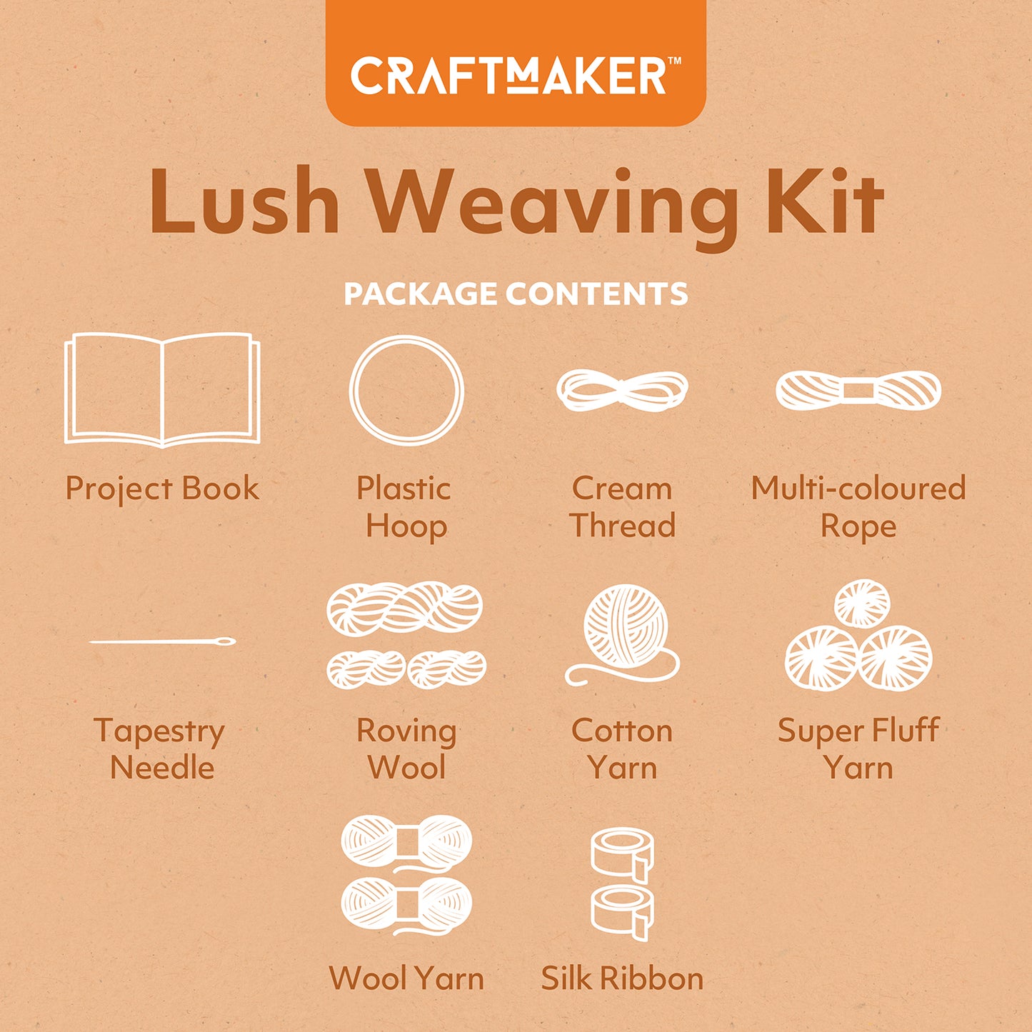 Craft Maker Lush Weaving Kit | DIY Weaving Kit | Decor Craft Kit | Handmade Wall Hanging | Beginner Weaving Set | 6+ Years