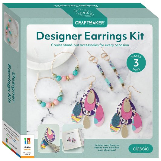 Craft Maker Designer Earrings Kit | Craft maker earrings kit | DIY jewellery making kit | Designer earring craft set | Make your own earrings kit | Earring kit for kids and adults | Craft kit with beads and hooks | Art and craft kit