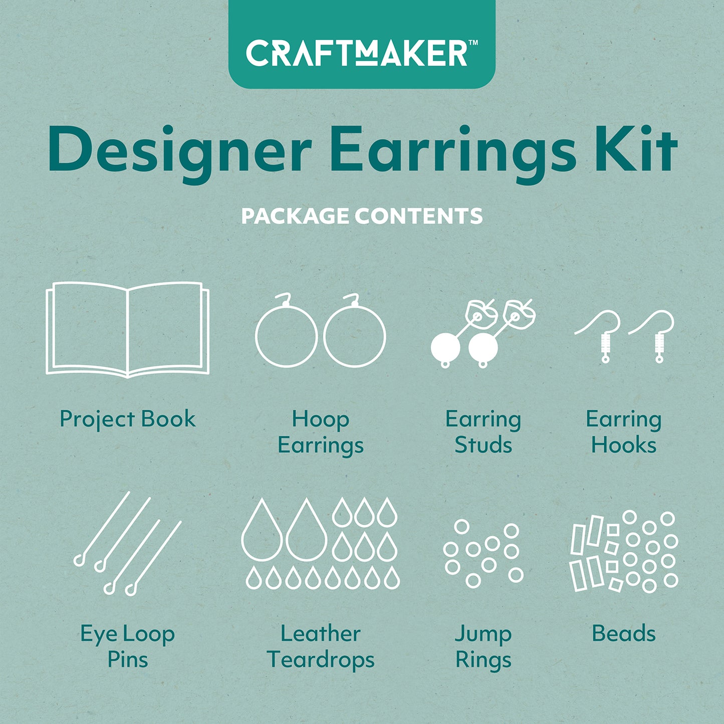 Craft Maker Designer Earrings Kit | Craft maker earrings kit | DIY jewellery making kit | Designer earring craft set | Make your own earrings kit | Earring kit for kids and adults | Craft kit with beads and hooks | Art and craft kit