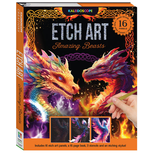 Kaleidoscope Etch Art Creations Amazing Beasts | Etch art amazing beasts | Scratch art book for kids | DIY art activity kit | Animal themed etch book | Creative activity book for kids