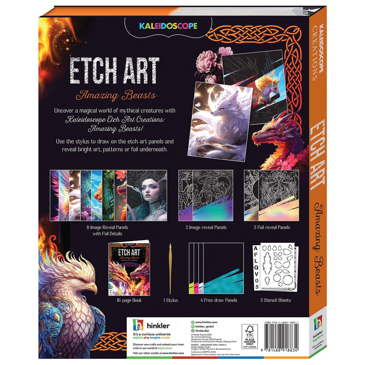 Kaleidoscope Etch Art Creations Amazing Beasts | Etch art amazing beasts | Scratch art book for kids | DIY art activity kit | Animal themed etch book | Creative activity book for kids