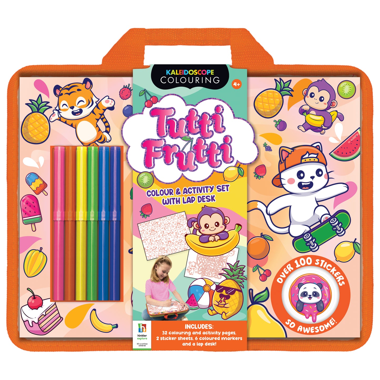 Tutti Frutti Colouring Set with Lap Desk | Colouring and Activity Book with 5 Markers | Gifting Kit | For 3 to 6 Year Kids