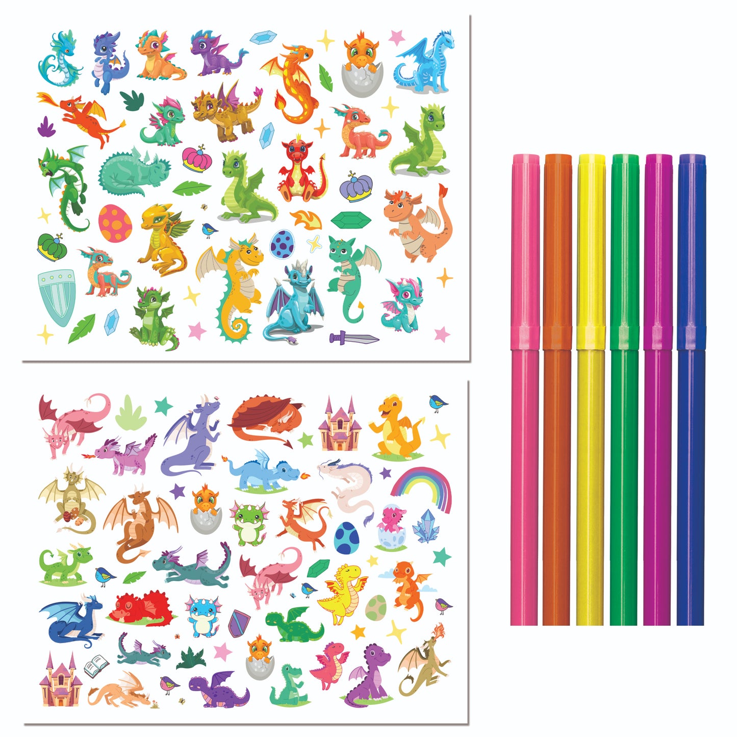 Dragon Kingdom Colouring Set with Lap Desk | Colouring and Activity Book with 5 Markers | Gifting Kit | For 3 to 6 Year Kids