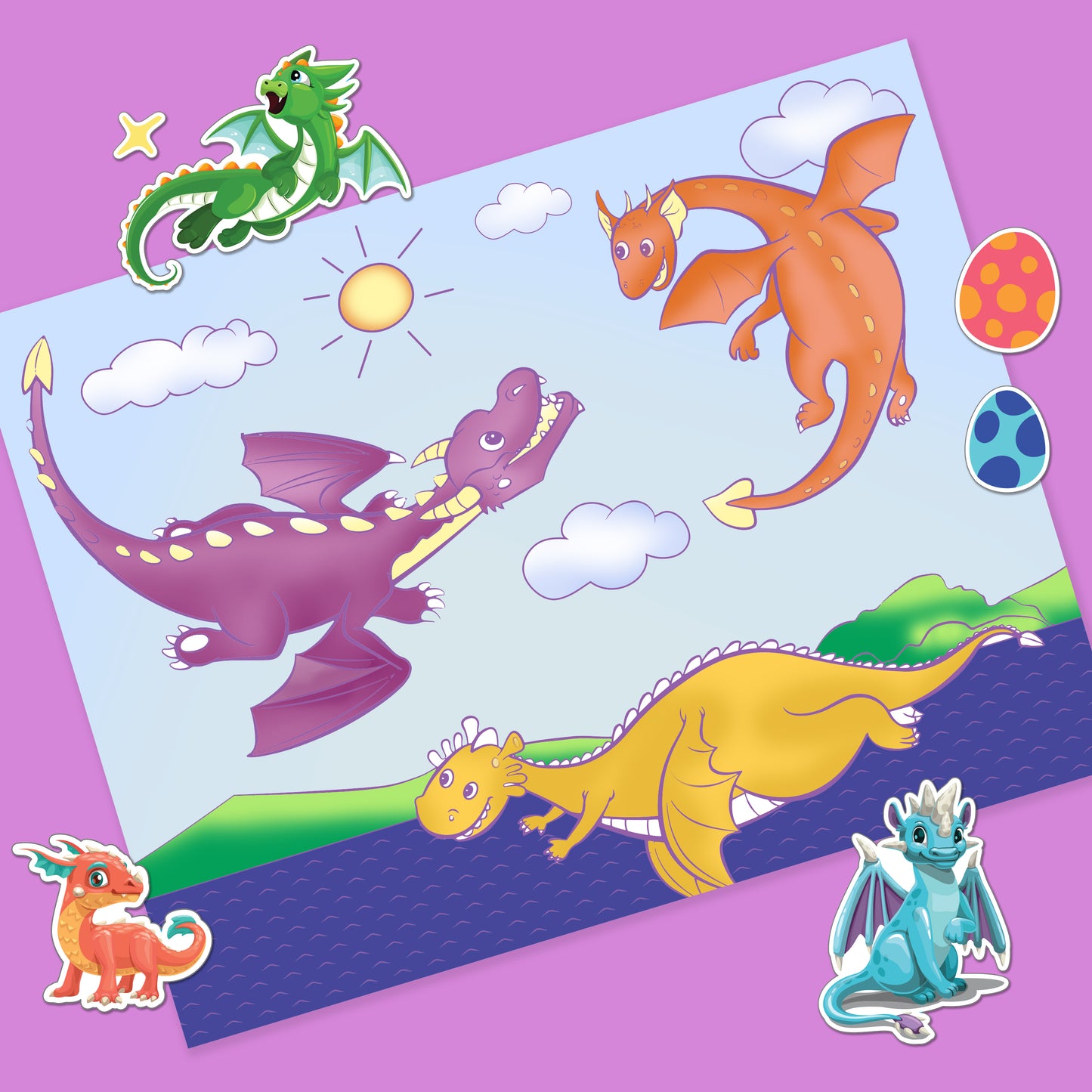 Dragon Kingdom Colouring Set with Lap Desk | Colouring and Activity Book with 5 Markers | Gifting Kit | For 3 to 6 Year Kids