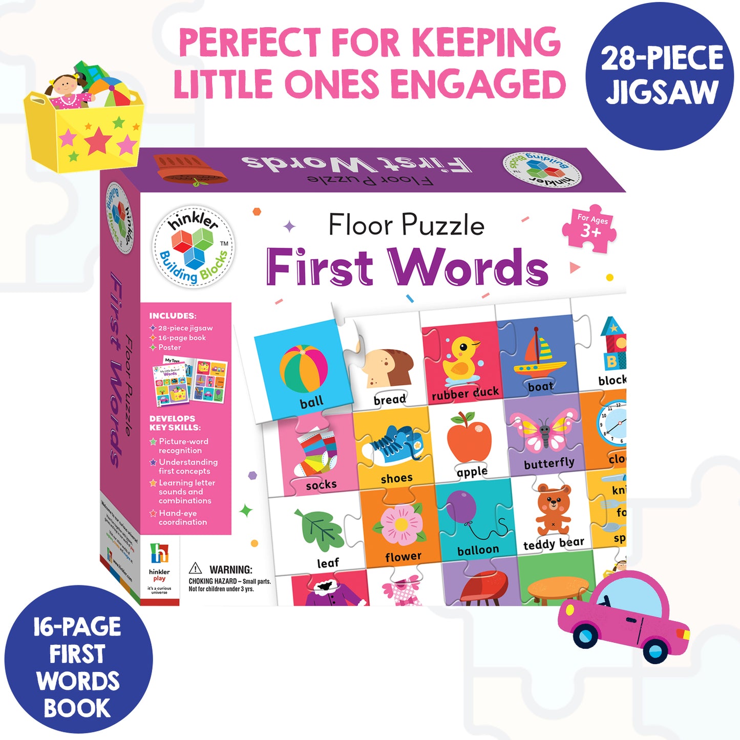 Building Blocks Floor Puzzle First Words | Jigsaw Set | Learning with Fun for Toddlers