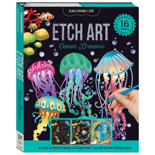 Kaleidoscope Etch Art Ocean Dreams | Etch art ocean | Scratch art book for kids | DIY art activity kit | Ocean themed etch book | Creative activity book for kids
