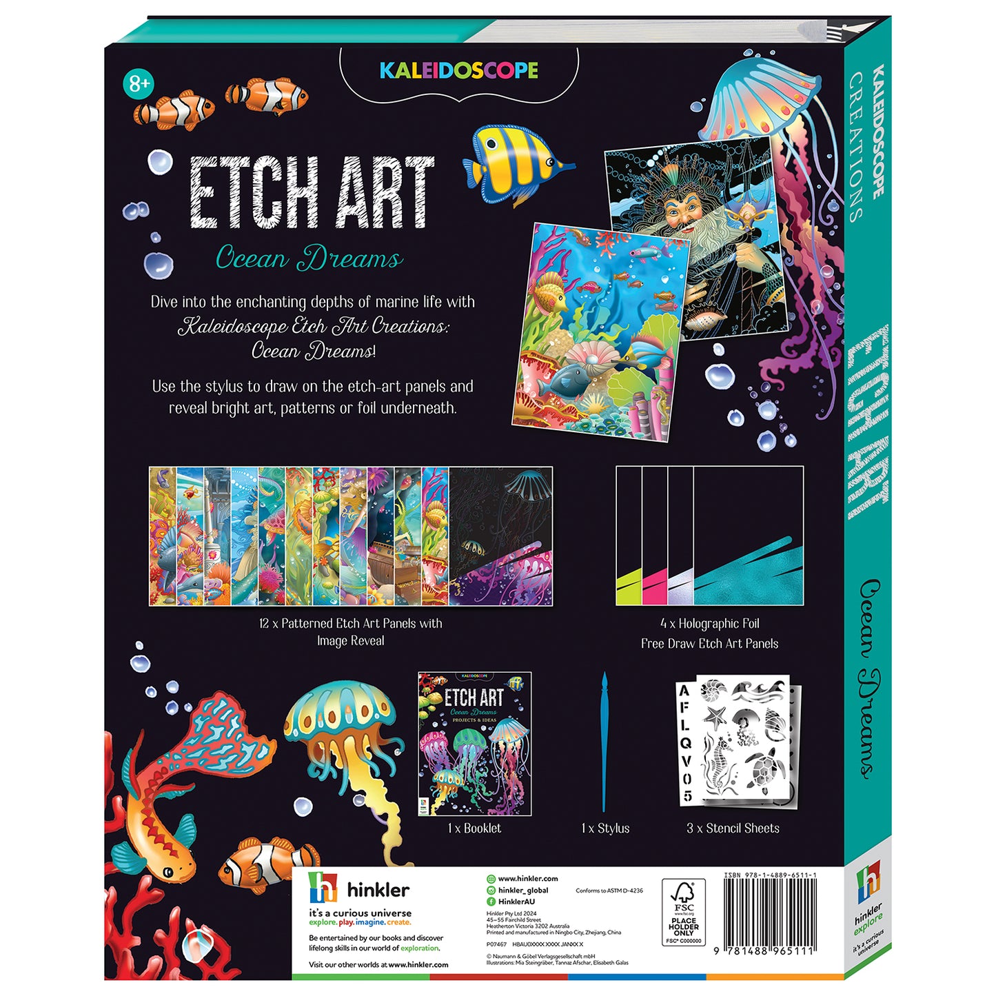 Kaleidoscope Etch Art Ocean Dreams | Etch art ocean | Scratch art book for kids | DIY art activity kit | Ocean themed etch book | Creative activity book for kids
