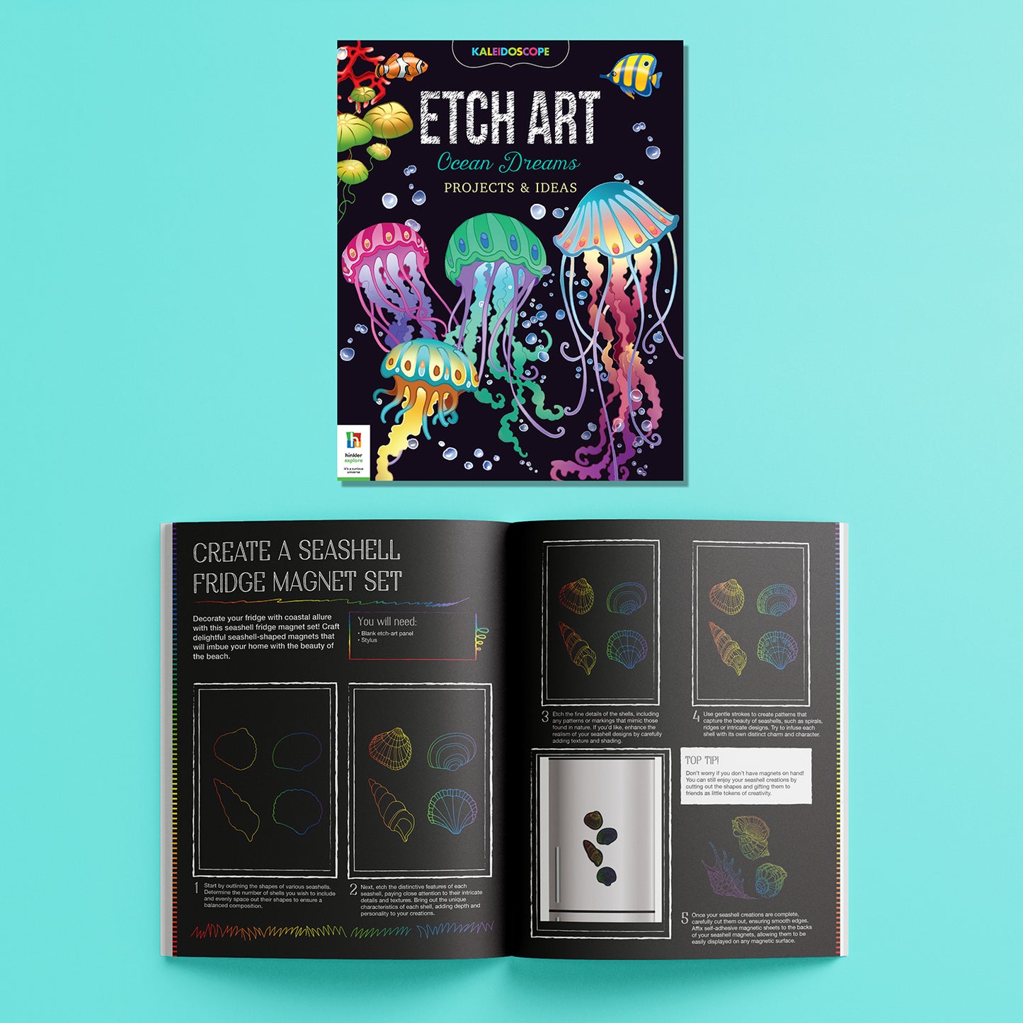 Kaleidoscope Etch Art Ocean Dreams | Etch art ocean | Scratch art book for kids | DIY art activity kit | Ocean themed etch book | Creative activity book for kids