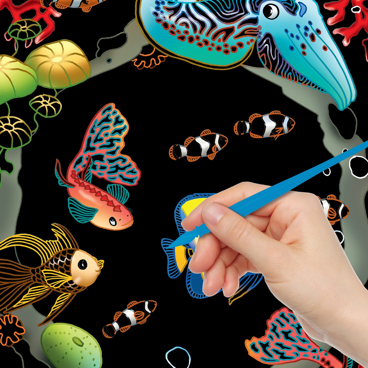 Kaleidoscope Etch Art Ocean Dreams | Etch art ocean | Scratch art book for kids | DIY art activity kit | Ocean themed etch book | Creative activity book for kids