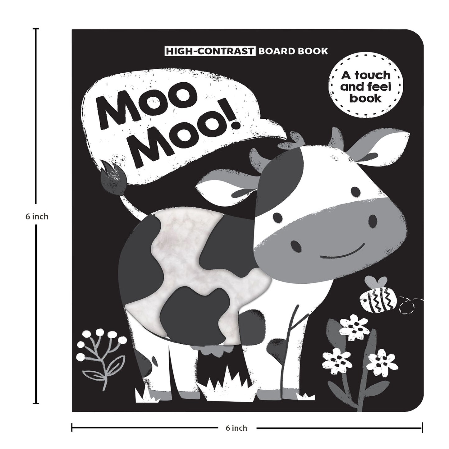 High Contrast Moo Moo! | Touch and Feel Board Book| 0-3 years | Sensory Book for Babies | Early Learning Baby Book