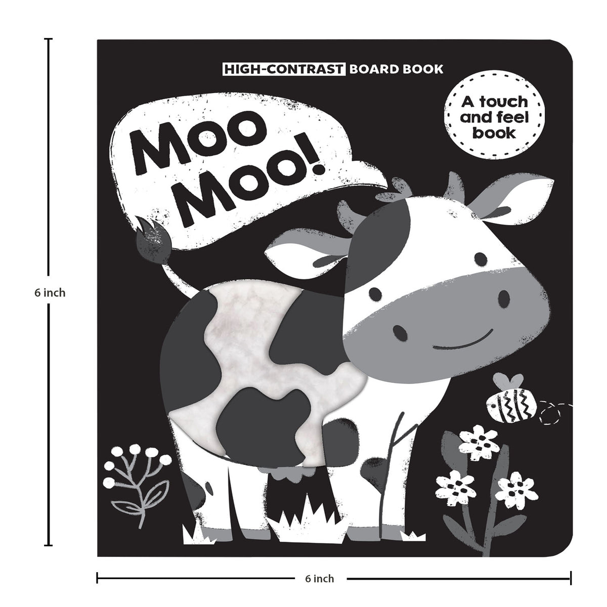 High Contrast Moo Moo! | Touch and Feel Board Book | 0-3 years | Sensory Book for Babies