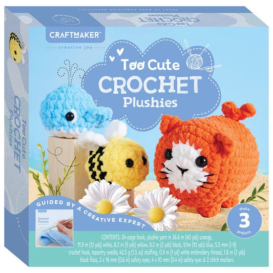 Too Cute Crochet Plushies | crochet kit for beginners | DIY Plushie Making Set | Cute Crochet Animals Kit | Make Your Own Soft Toys | Crochet craft Kit for Kids and Adults | Kit with Yarn and Tools | Handmade plushie gift set