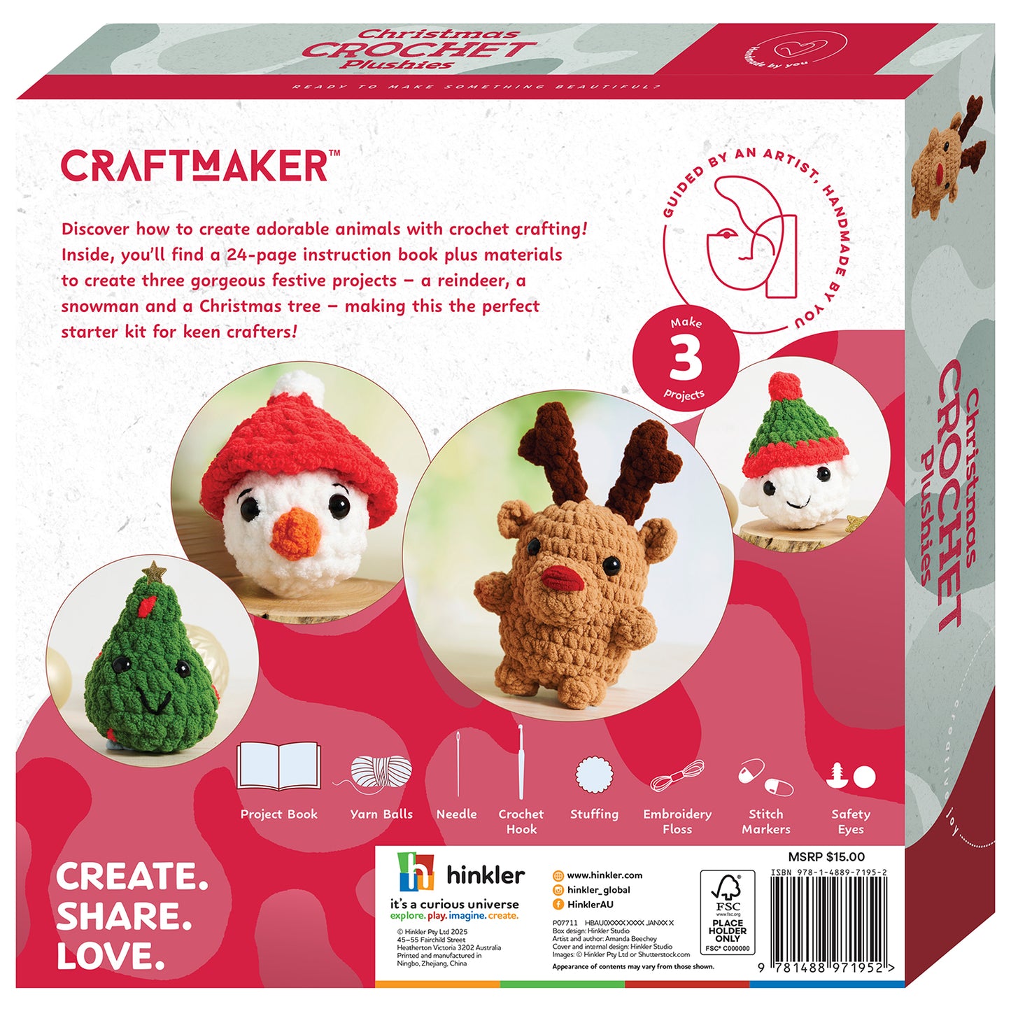 Too Cute Christmas Crochet Plushies | Christmas Crochet Kit | DIY Plushie Making Set | Crochet Kit for Beginners | Holiday Craft Kit for Kids | Make Your Own Christmas Plushies | Cute Crochet Animals for Christmas | Festive DIY Craft for Kids and Adults