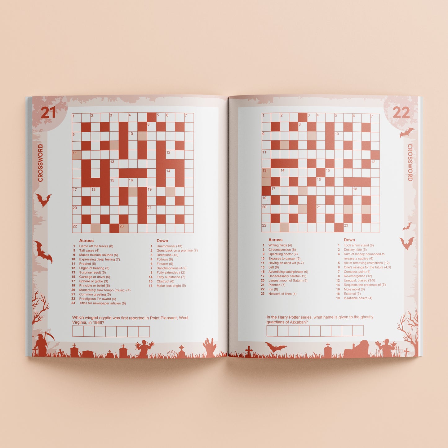 Killer Puzzles Crossword| Crossword Puzzle Book | Activity Book | Horror and Spooky Themes | Halloween | Pop Culture | Murder-mystery| Crossword for Kids | 8-12 Years