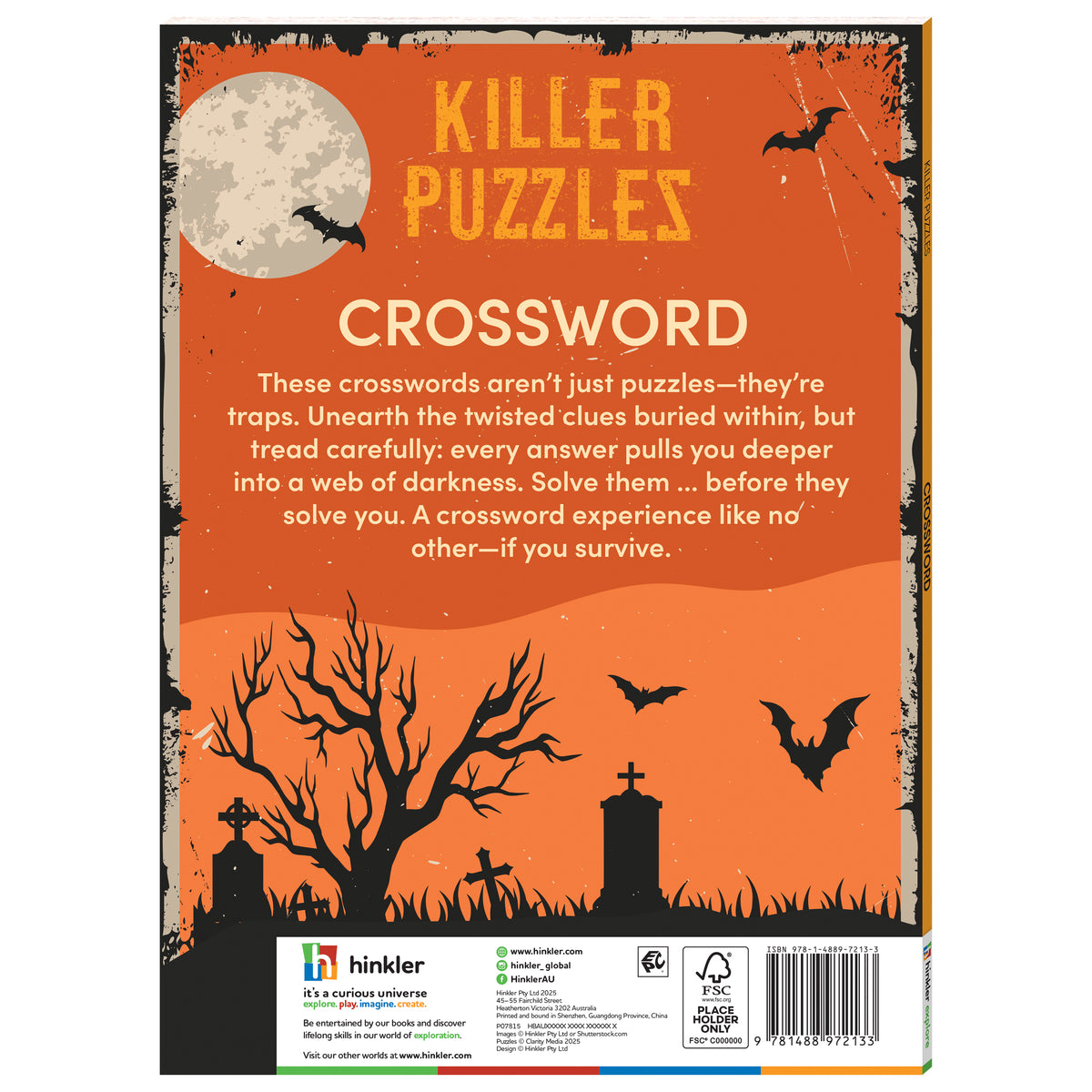 Killer Puzzles Crossword | Crossword Puzzle Book | Activity Book | Horror and Spooky Themes