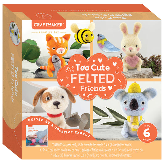 Craft Maker Too Cute Felted Friends Kit | DIY Crochet Animals Kit | Make Your Own Plush Toys | Crochet Kit for Beginners | Animal Crochet Kit for Kids