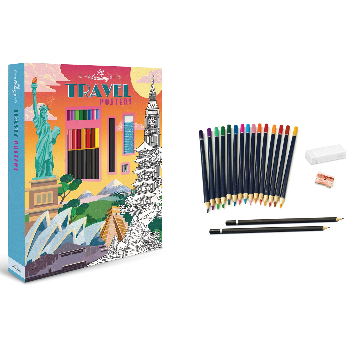 Parragon Travel Posters Colouring Book set for Kids, Colour your famous places