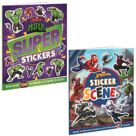 Marvel Sticker Hulk and Spider-Man Pack of 2 Books | Marvel Hulk | Spider-Man | Stickers and Activities for Kids