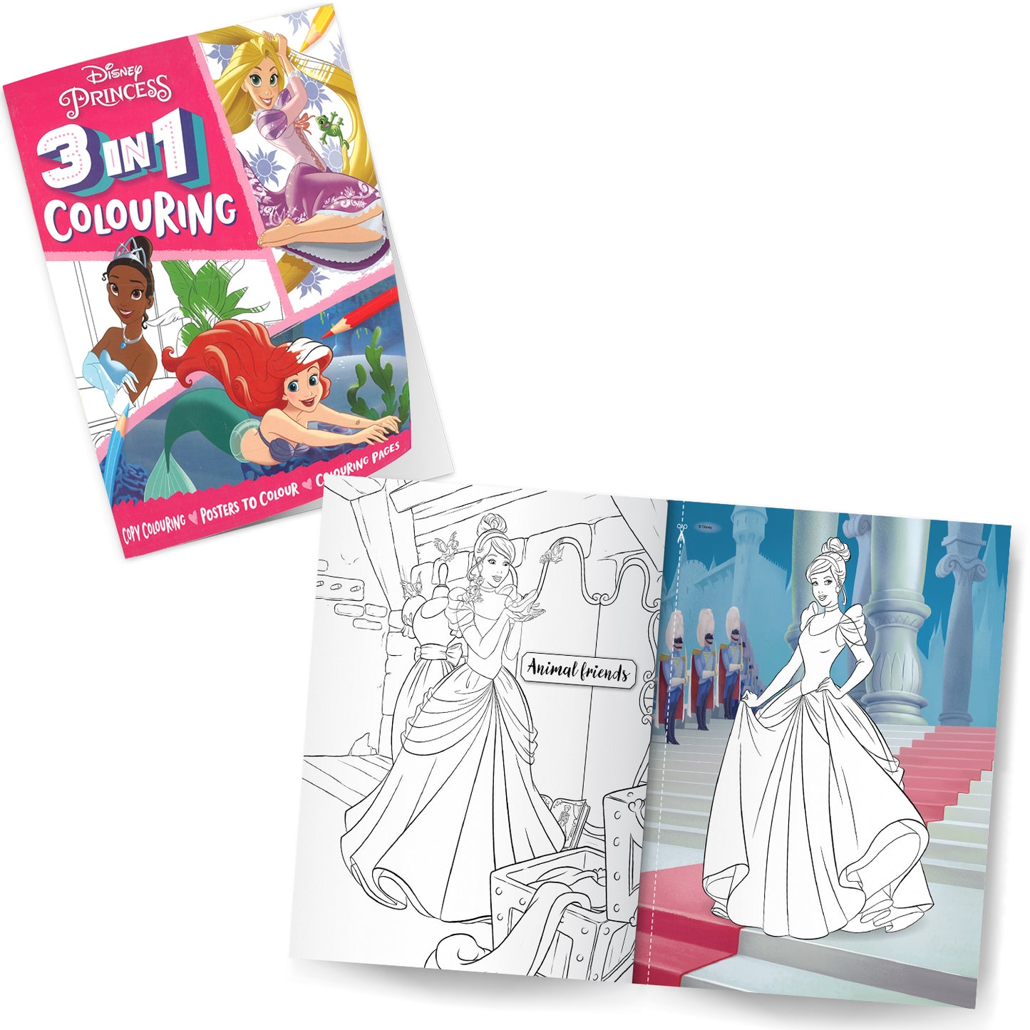 Disney 3-in-1 Colouring Pack of 2 Books | Princess | Disney Friends | Colouring Books for 4 to 6 Year Old Kids