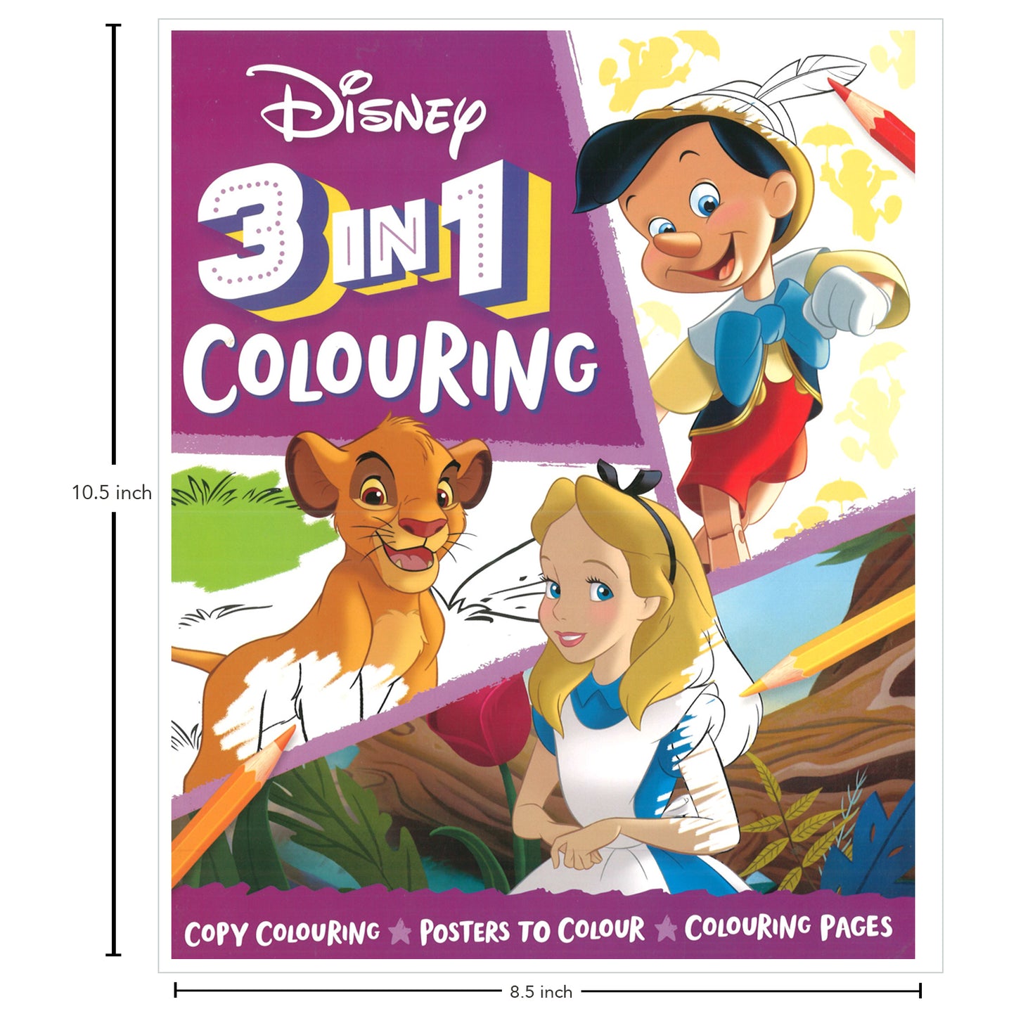 Disney 3-in-1 Colouring Pack of 2 Books | Princess | Disney Friends | Colouring Books for 4 to 6 Year Old Kids