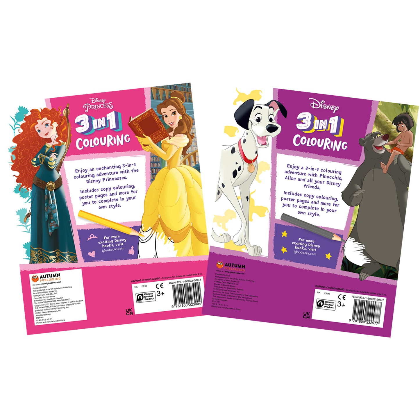 Disney 3-in-1 Colouring Pack of 2 Books | Princess | Disney Friends | Colouring Books for 4 to 6 Year Old Kids