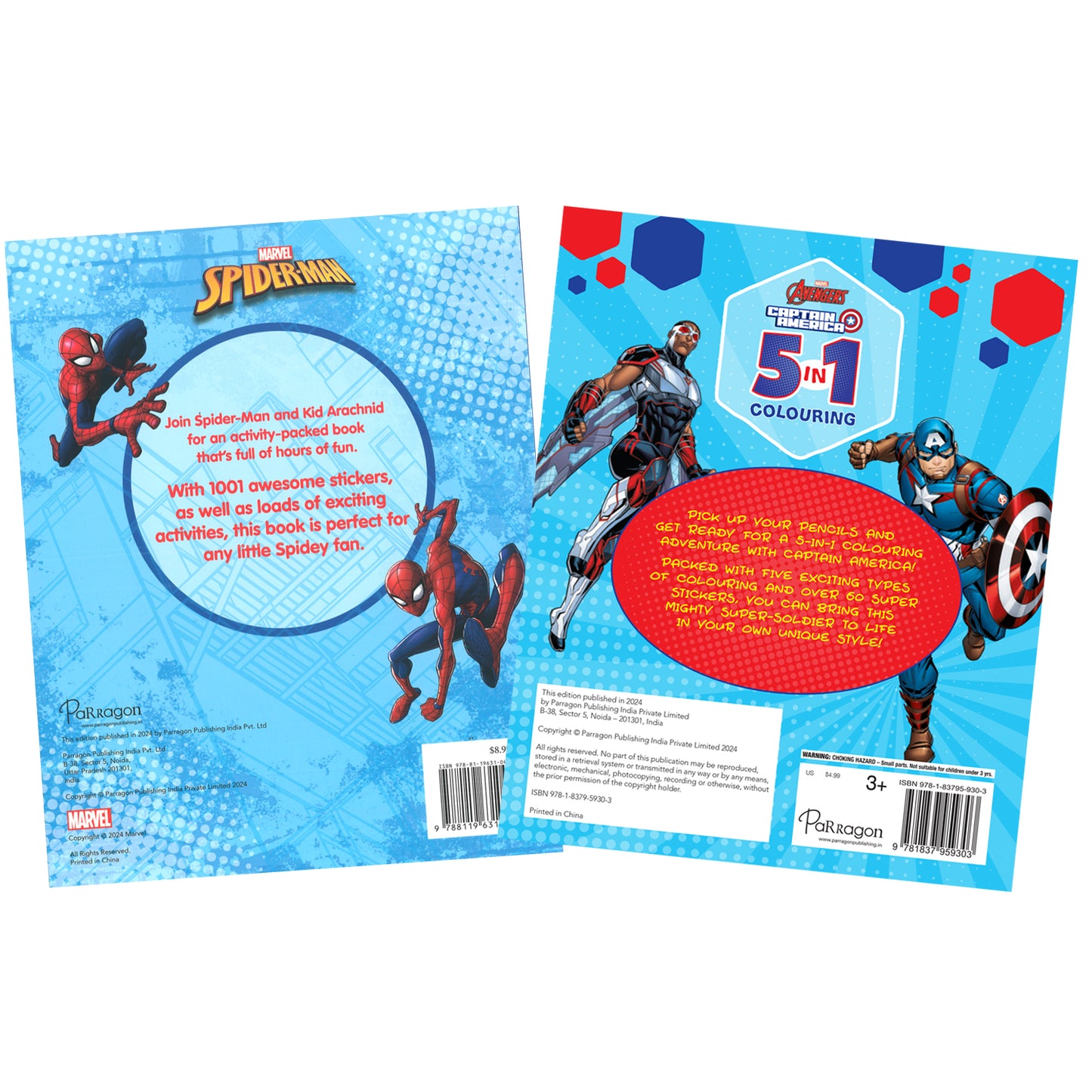 Marvel Spider-Man and Captain America Sticker and Colouring Pack of 2 Books | Stickers, Colouring and Activities for Kids