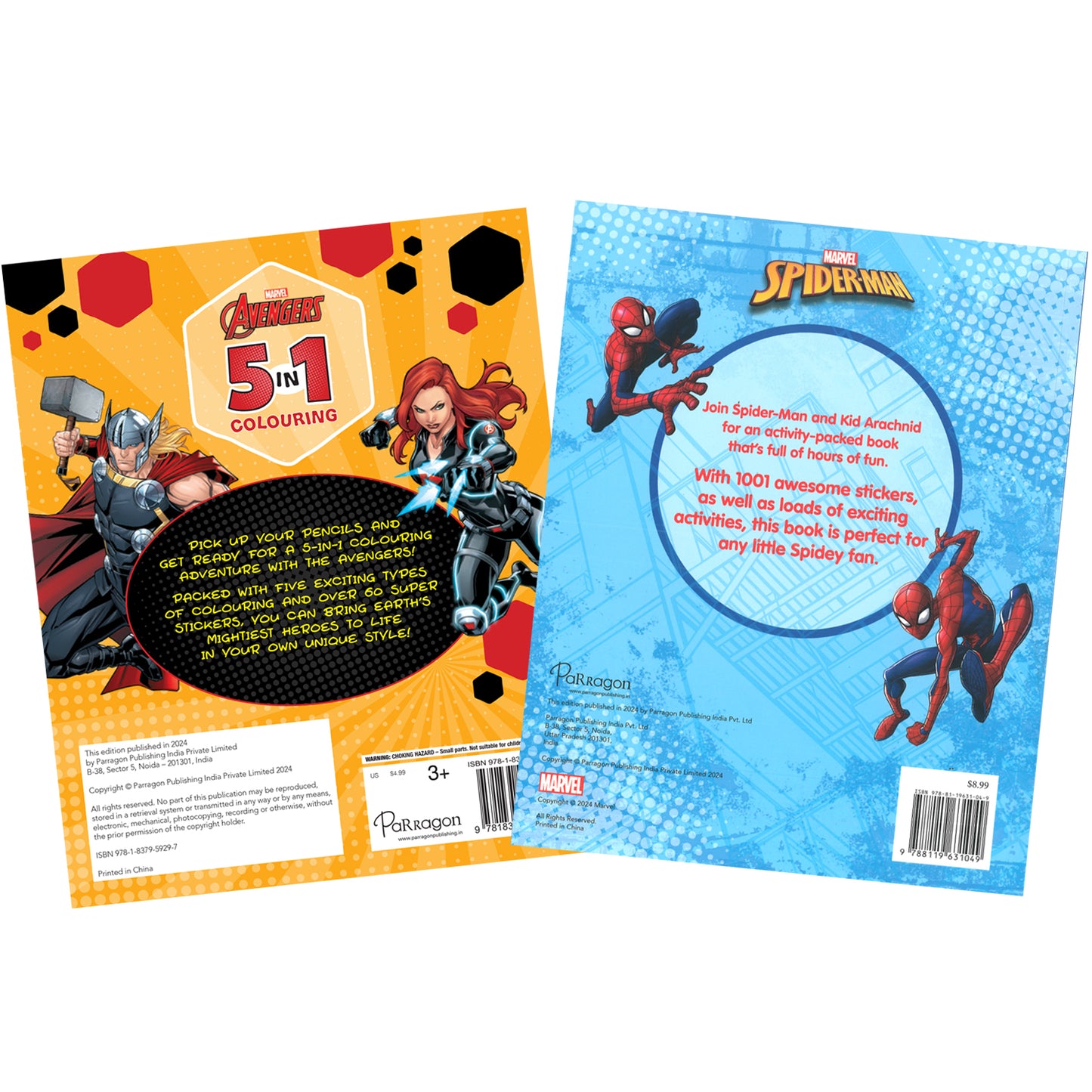 Marvel Spider-Man and Avengers Sticker and Colouring Pack of 2 Books | Stickers, Colouring and Activities for Kids