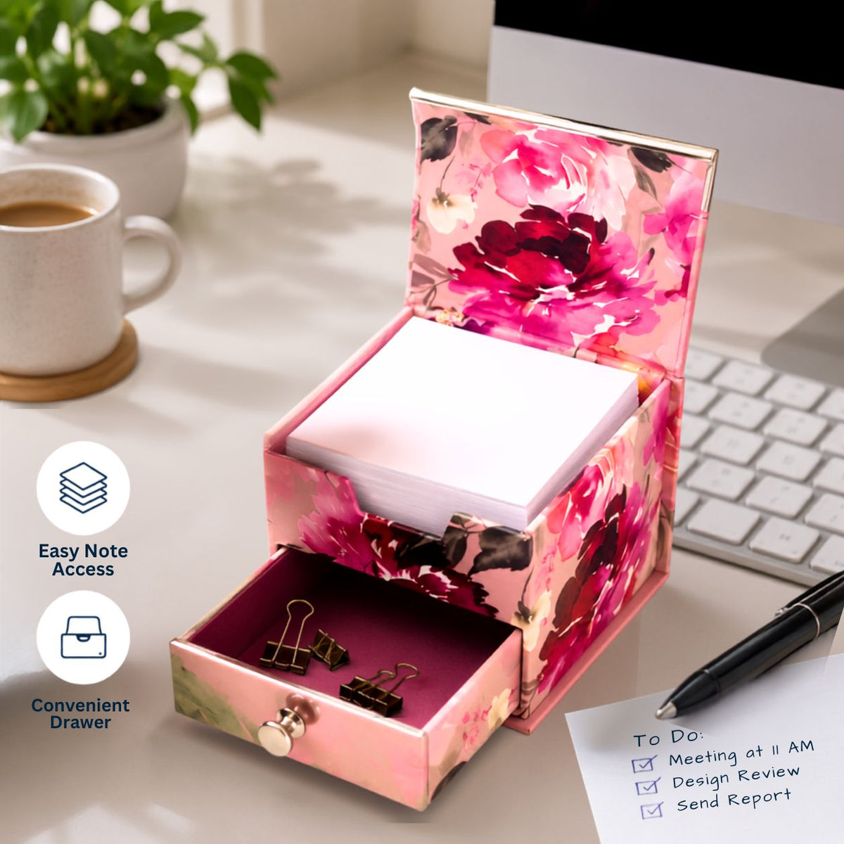 Memo Cube  Passion Theme | Floral Desk Organiser