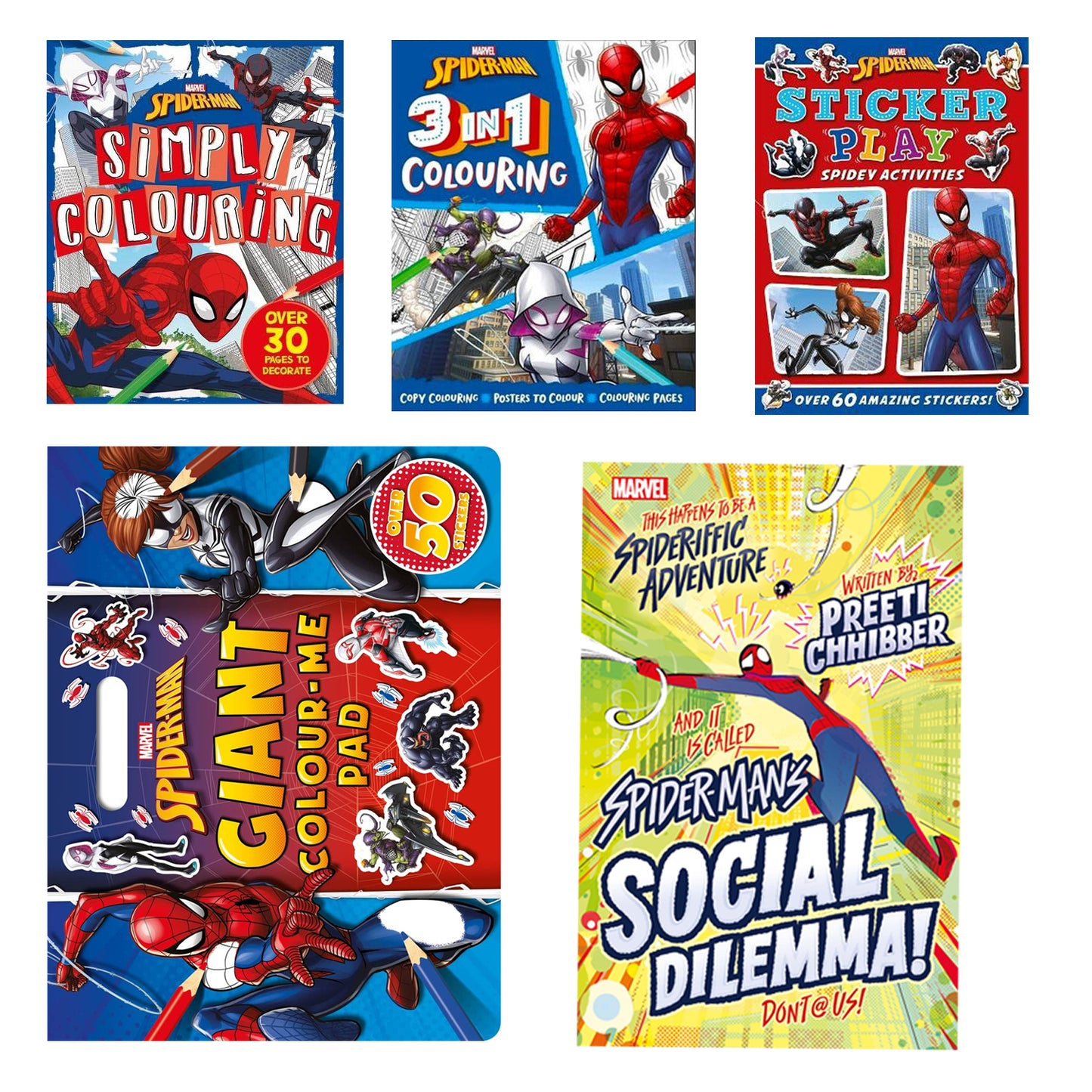 Marvel Spider Man - Fun Pack of 5 Activity Book| 3 in 1 Colouring| Sticker Play [Paperback] Parragon