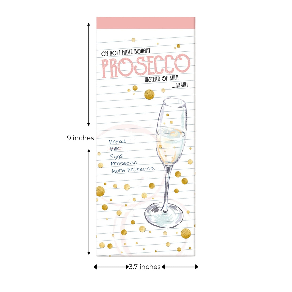 Prosecco Magnetic Shopping List Pad | 74 Tear-Off Sheets with Fridge Magnets