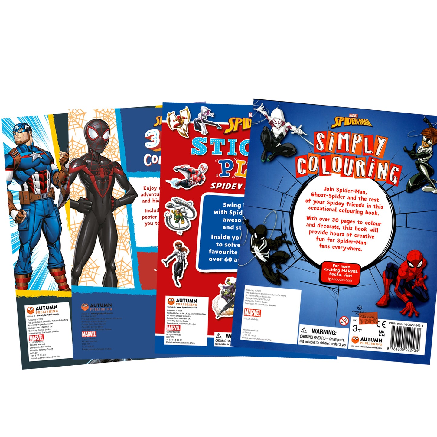 Marvel Activity Bundle Set of 4 books of Iron Man| Spider Man| 3 in 1 Colouring| Sticker Play [Paperback] Parragon