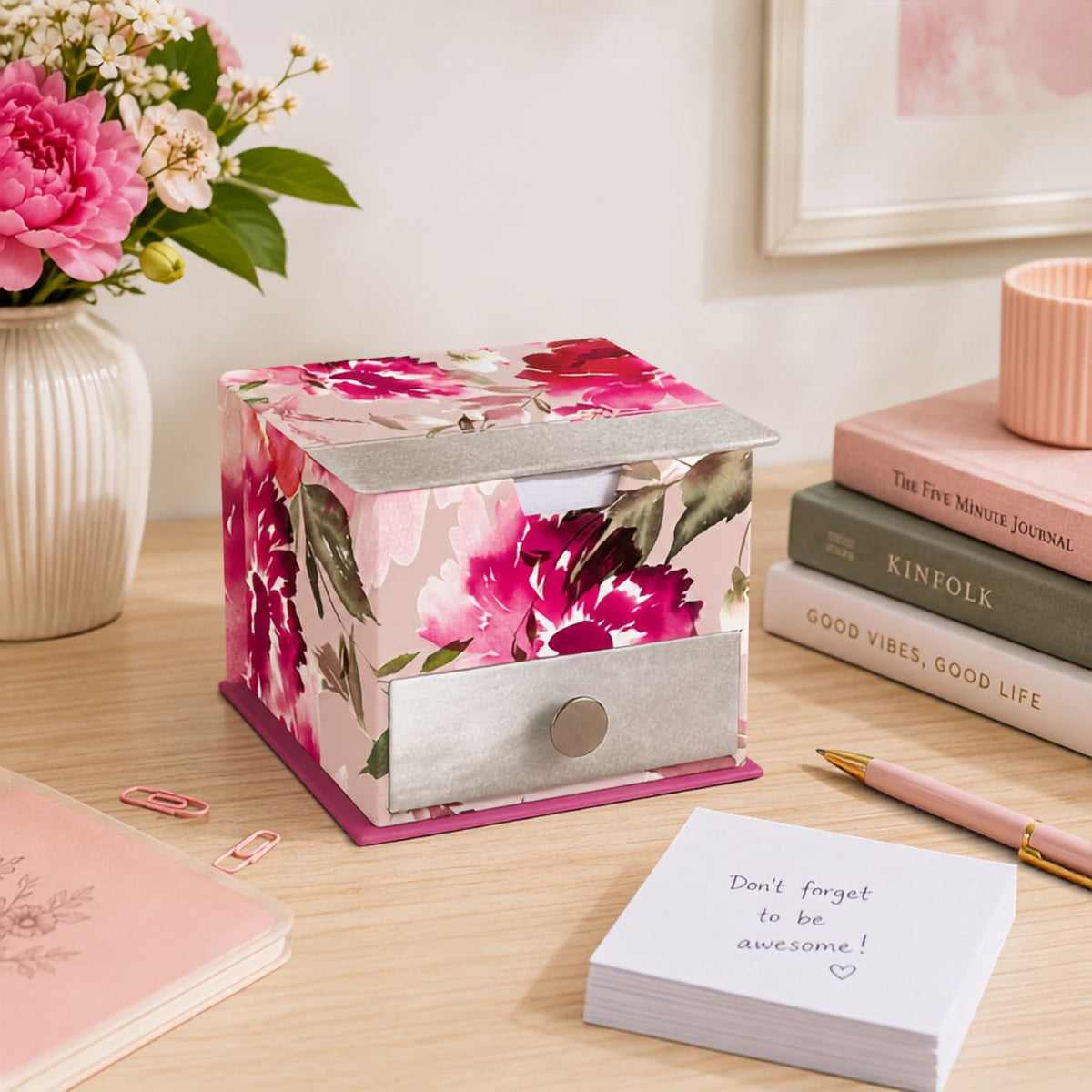 Memo Cube  Passion Theme | Floral Desk Organiser
