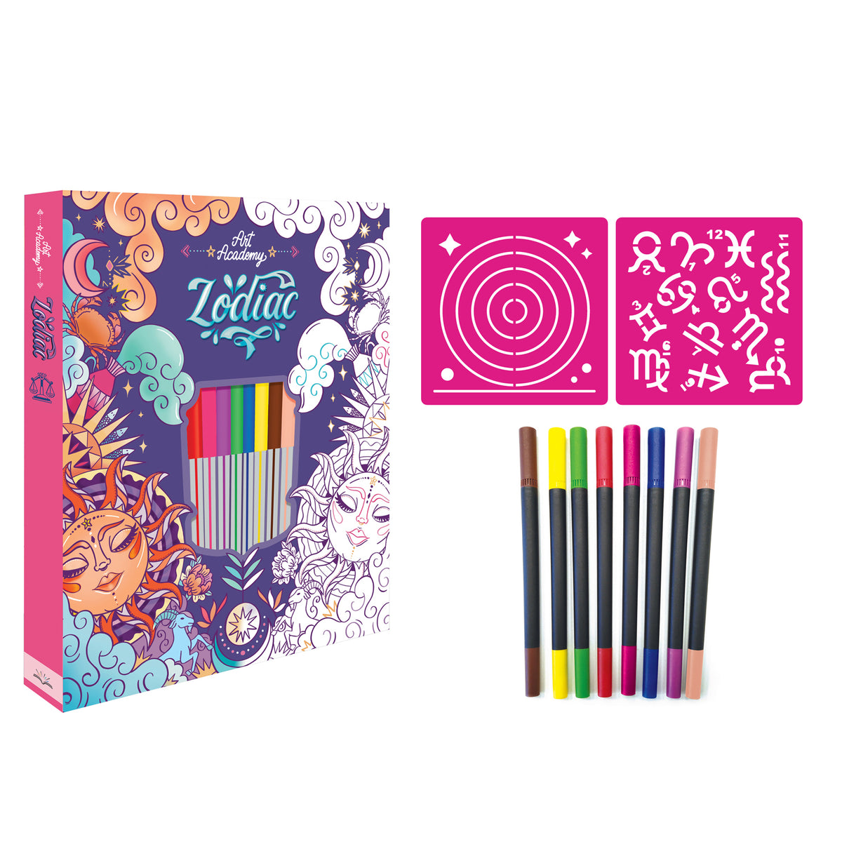 Zodiac Colouring book set for kids, Colour your Artwork with and unique designs [Hardcover] Parragon