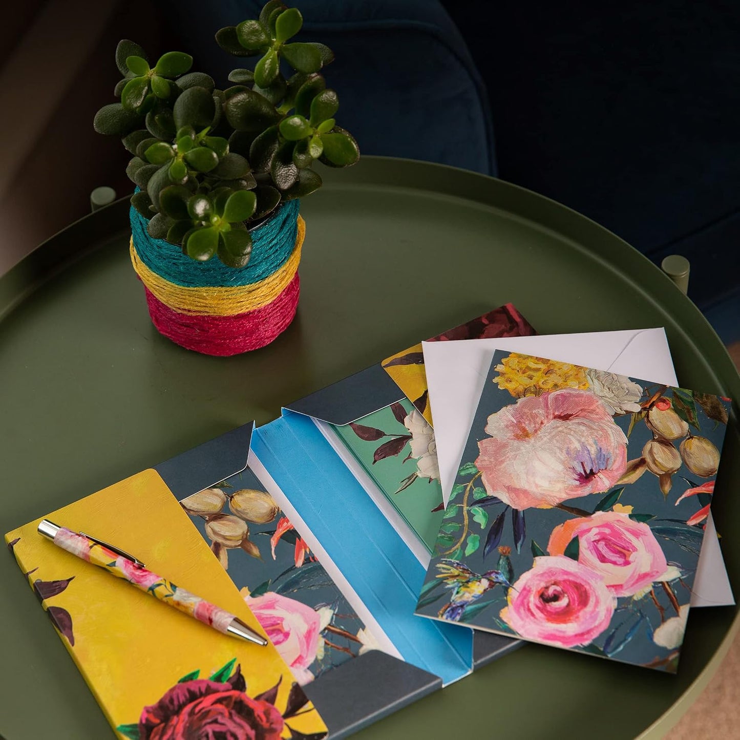 Flourish Greetingcard Wallet | 12 Premium Blank Greetingcards, 4 Beautiful Designs & Envelopes