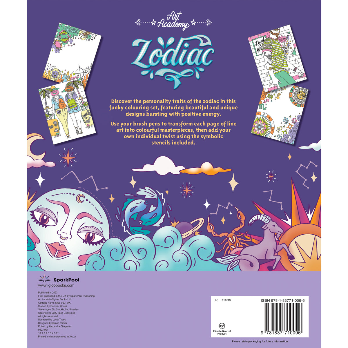 Zodiac Colouring book set for kids, Colour your Artwork with and unique designs [Hardcover] Parragon