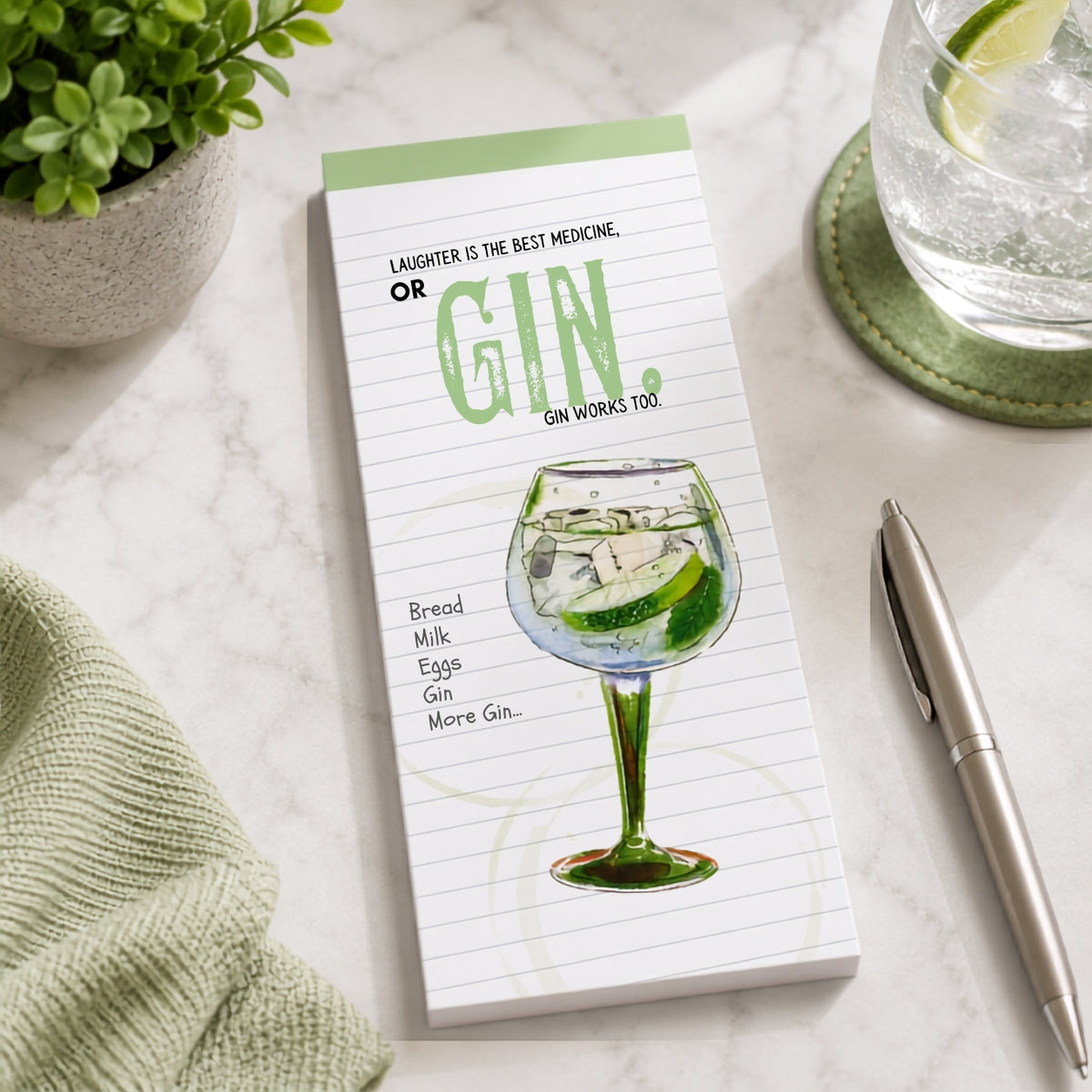 Gin Magnetic Shopping List Pad | 74 Tear-Off Sheets with Fridge Magnets