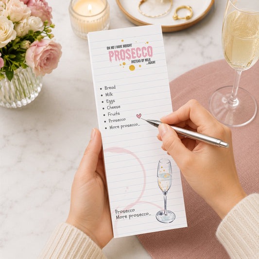 Prosecco Magnetic Shopping List Pad | 74 Tear-Off Sheets with Fridge Magnets