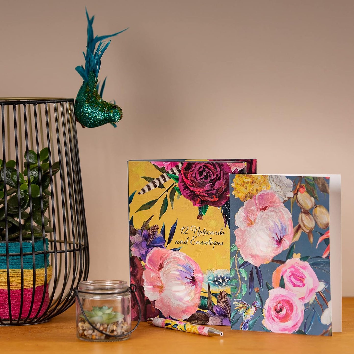 Flourish Greetingcard Wallet | 12 Premium Blank Greetingcards, 4 Beautiful Designs & Envelopes