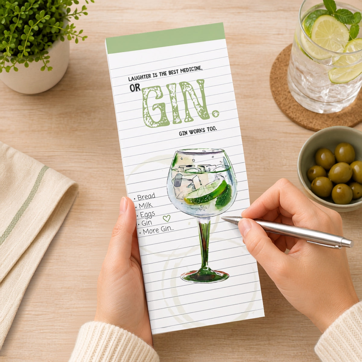 Gin Magnetic Shopping List Pad | 74 Tear-Off Sheets with Fridge Magnets