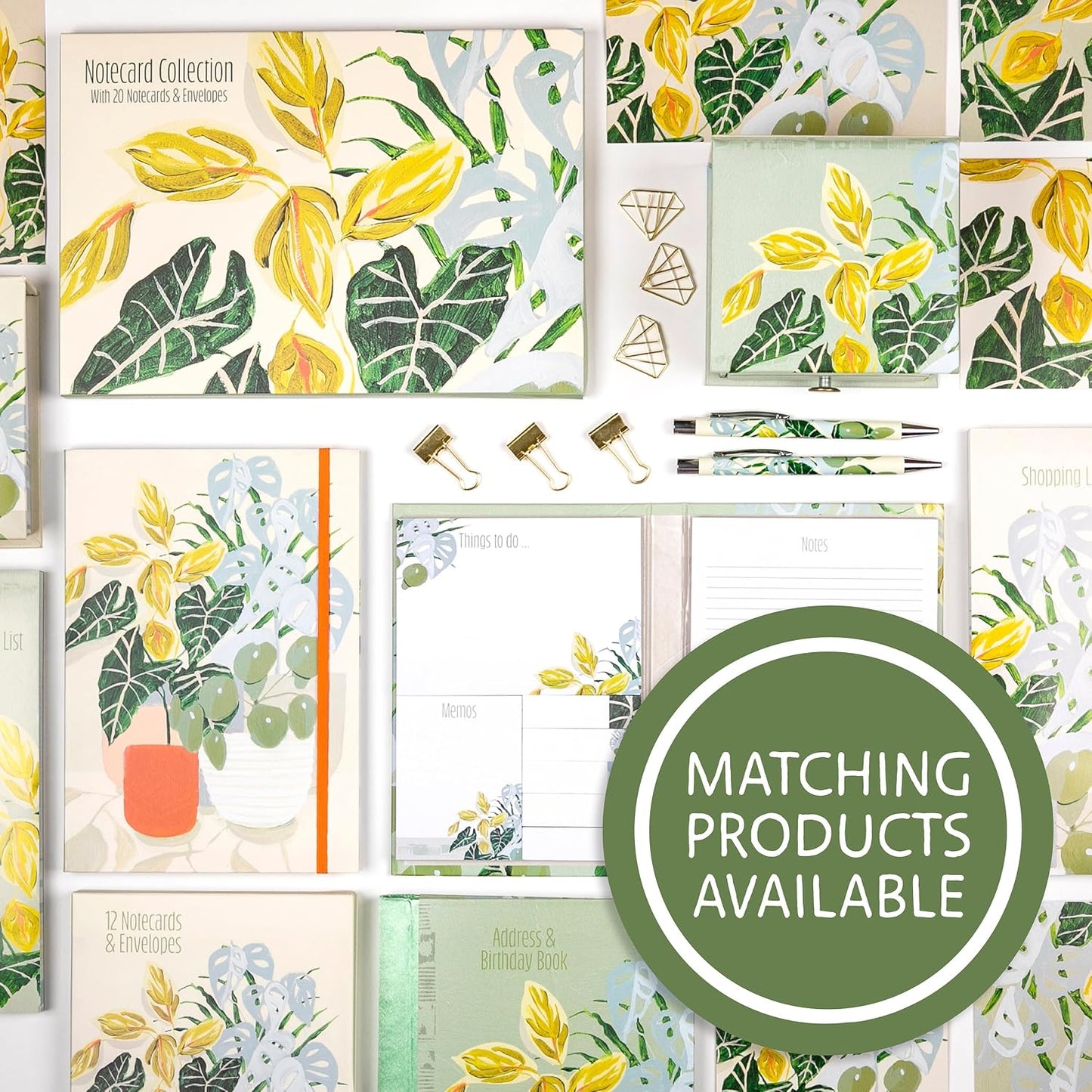 Wild Leaf Writing Set | 32 A5 Letter Sheets, 16 Envelopes, Pen & Stickers