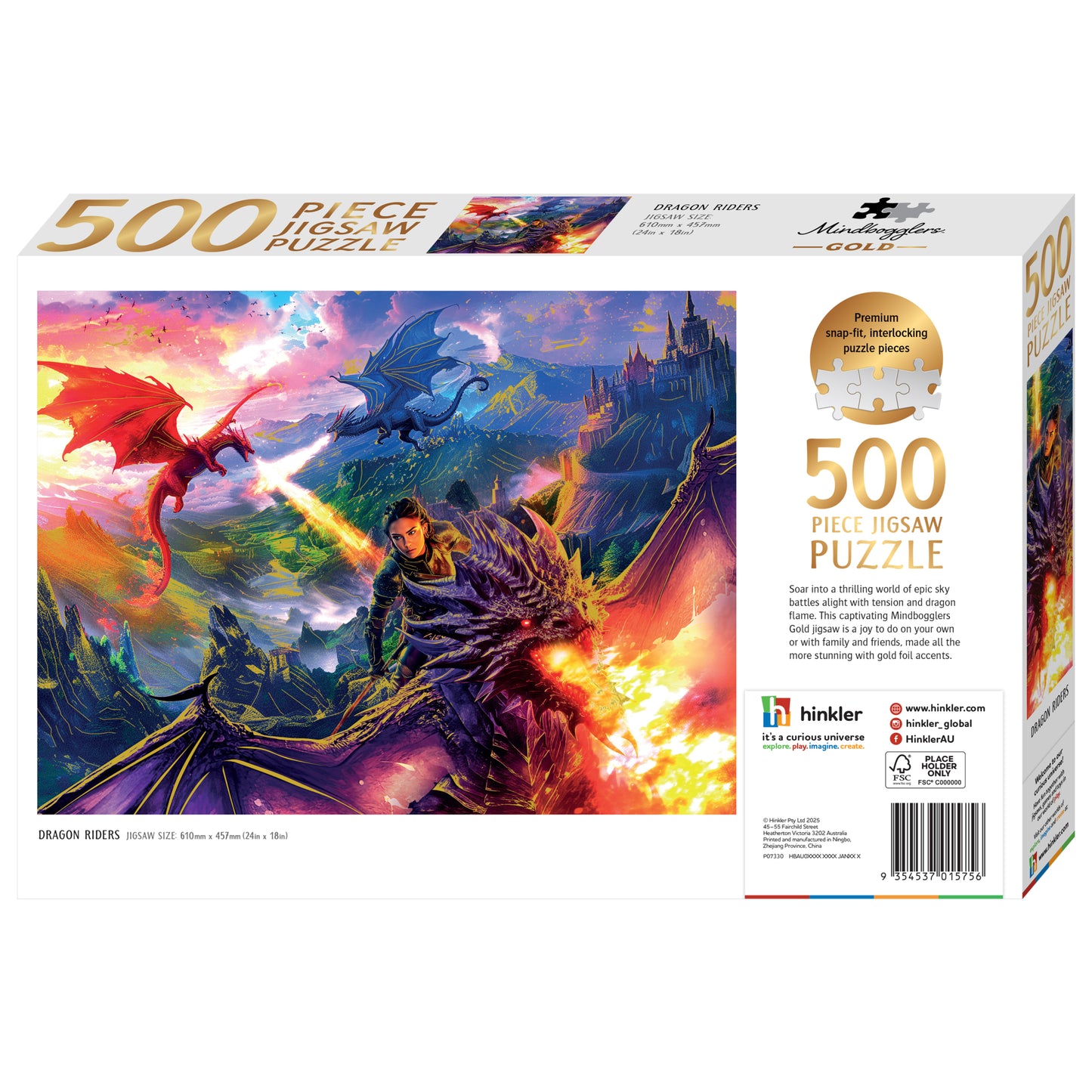 Mindbogglers Gold 500pc Dragon Riders Jigsaw | Jigsaw Puzzles for Adults & Kids Above 8 Years | Creative & Challenging | Stress Relief Puzzle Games for Focus and Memory, Gifts for Teenagers