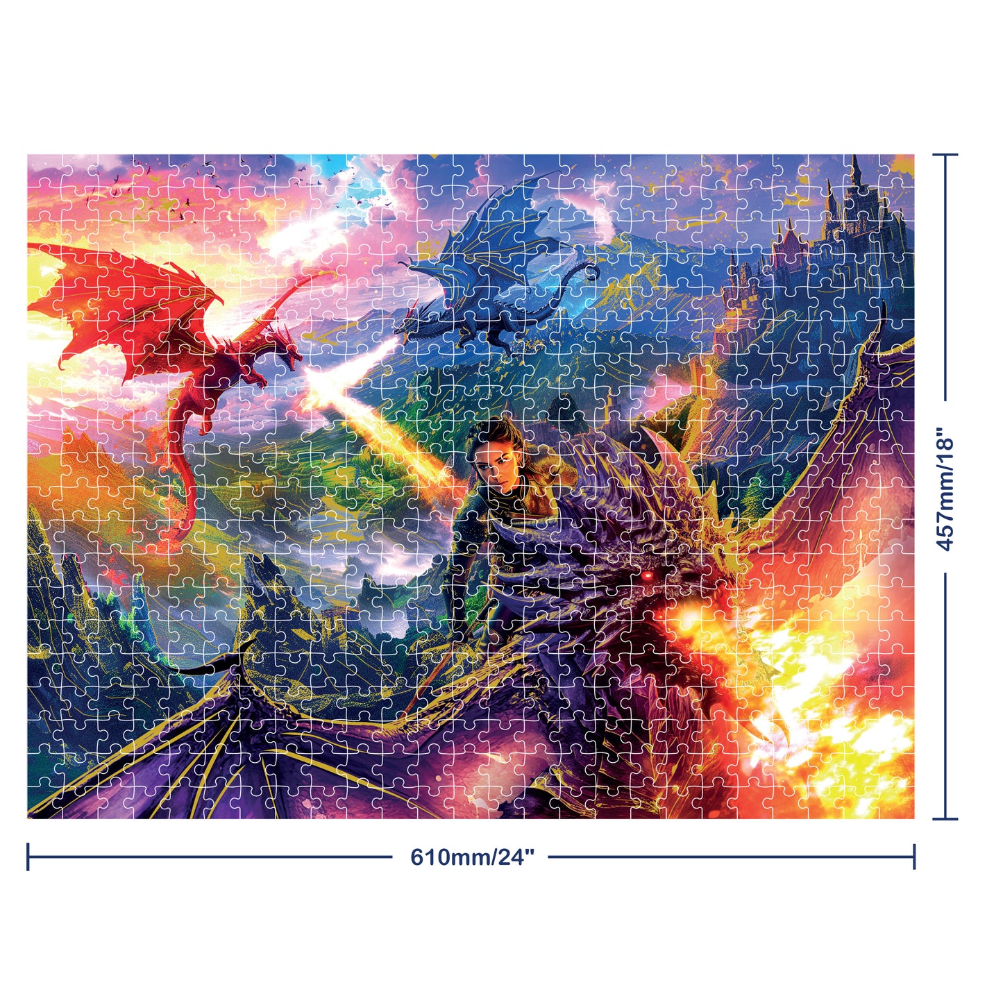 Mindbogglers Gold 500pc Dragon Riders Jigsaw | Jigsaw Puzzles for Adults & Kids Above 8 Years | Creative & Challenging | Stress Relief Puzzle Games for Focus and Memory, Gifts for Teenagers