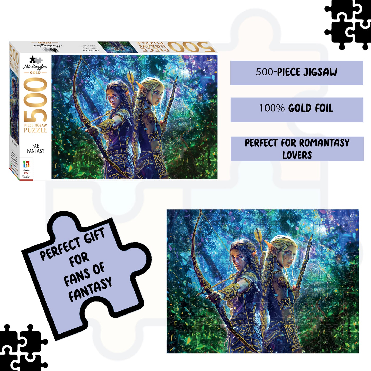 Mindbogglers Gold 500pc Fae Fantasy Jigsaw | Jigsaw Puzzles for Adults & Kids Above 8 Years | Creative & Challenging | Stress Relief Puzzle Games for Focus and Memory, Gifts for Teenagers