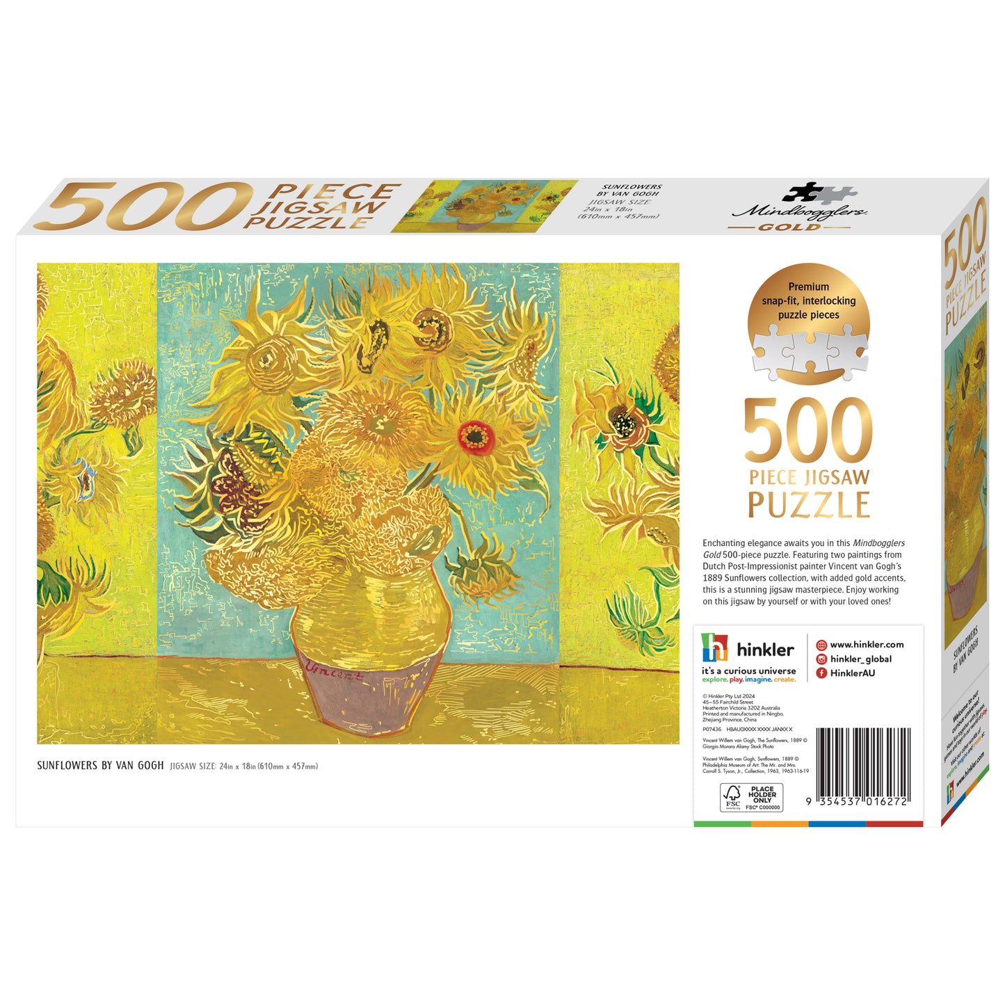 Mindbogglers Gold 500pc Sunflowers by Van Gogh | Jigsaw Puzzles for Adults & Kids Above 8 Years | Creative & Challenging | Stress Relief Puzzle Games for Focus and Memory, Gifts for Teenagers